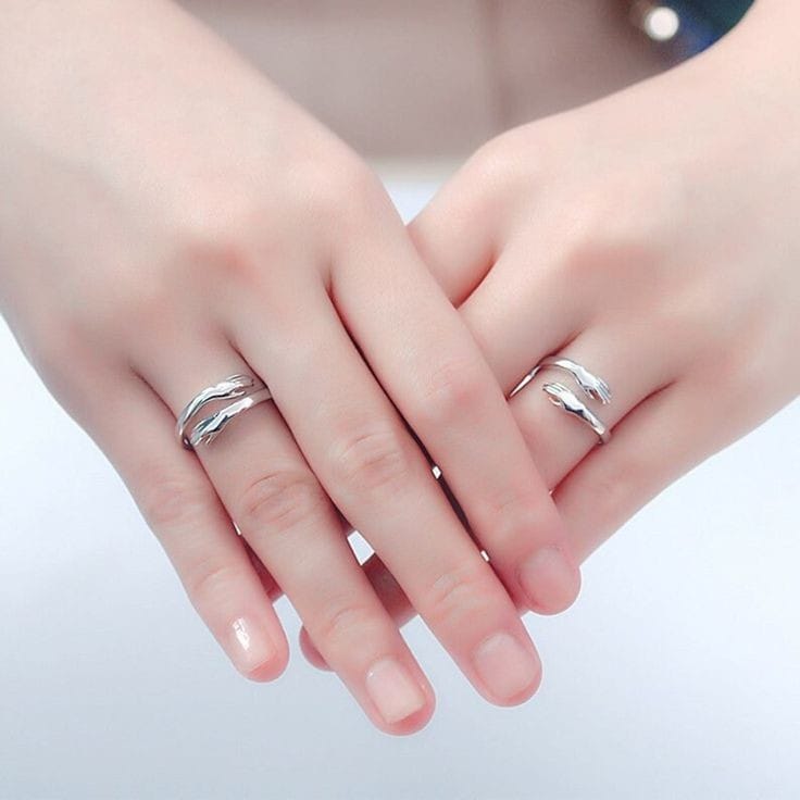 Silver Hug Ring for Couples (Single)