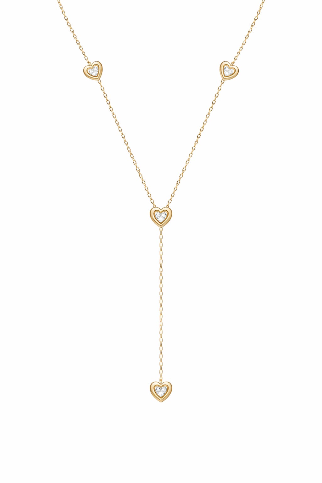 Heart Lariat Necklace Gold
