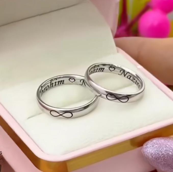 925 Pure Silver Couples Matching Bands/ Ring Set - Main Image