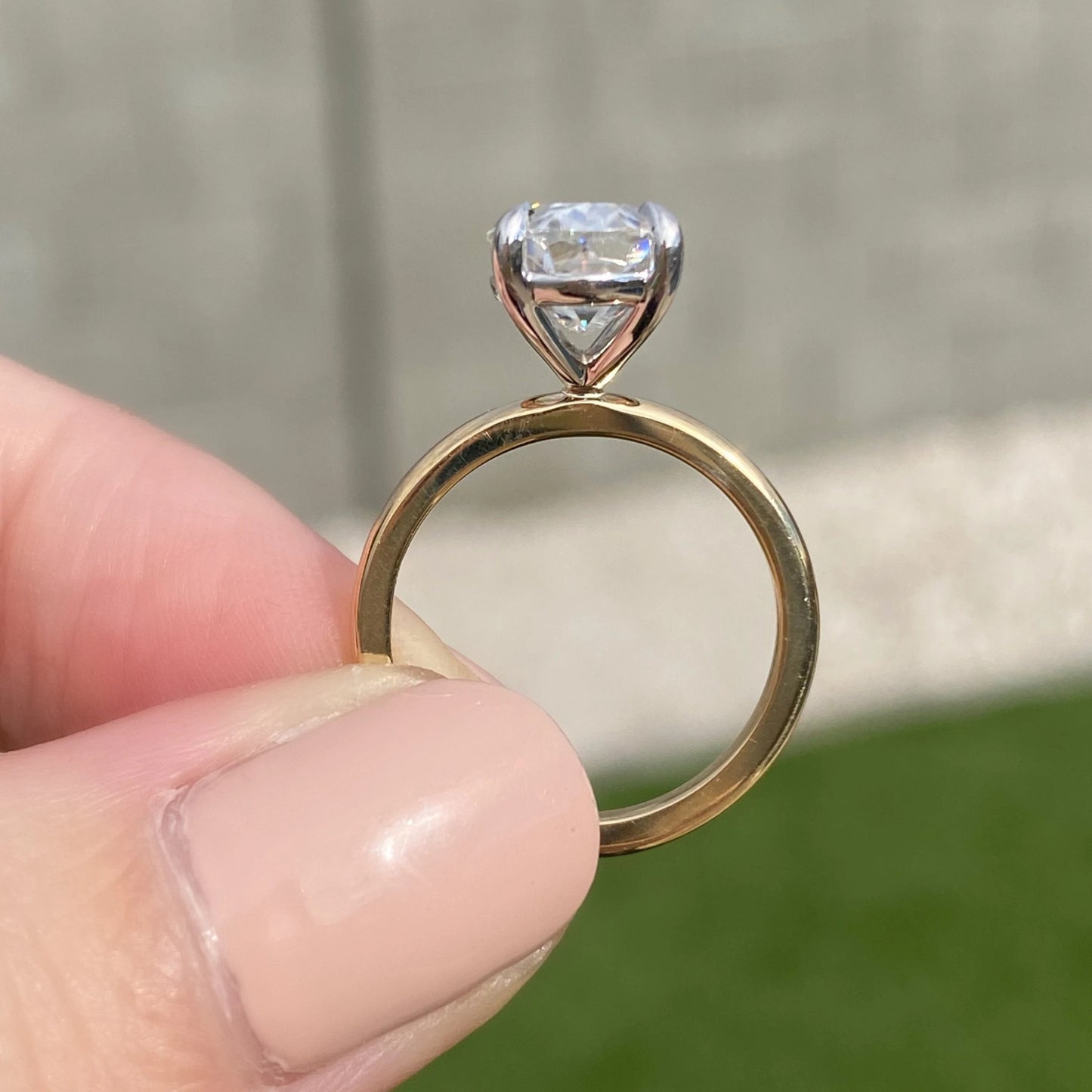 Oval Cut Diamond Solitaire Silver Ring
