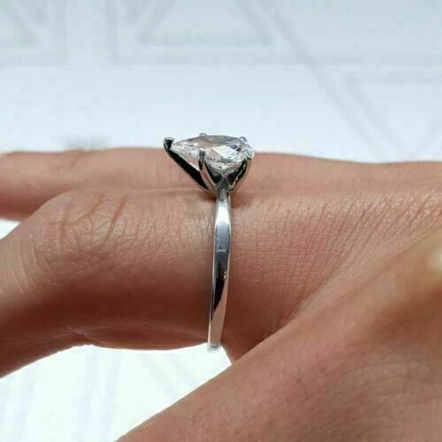 Pear Cut Diamond Silver Ring