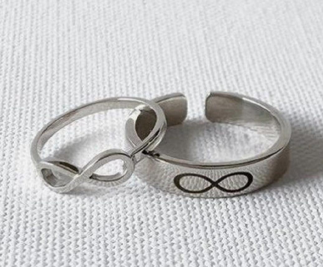 Infinity Couples Silver Ring Set