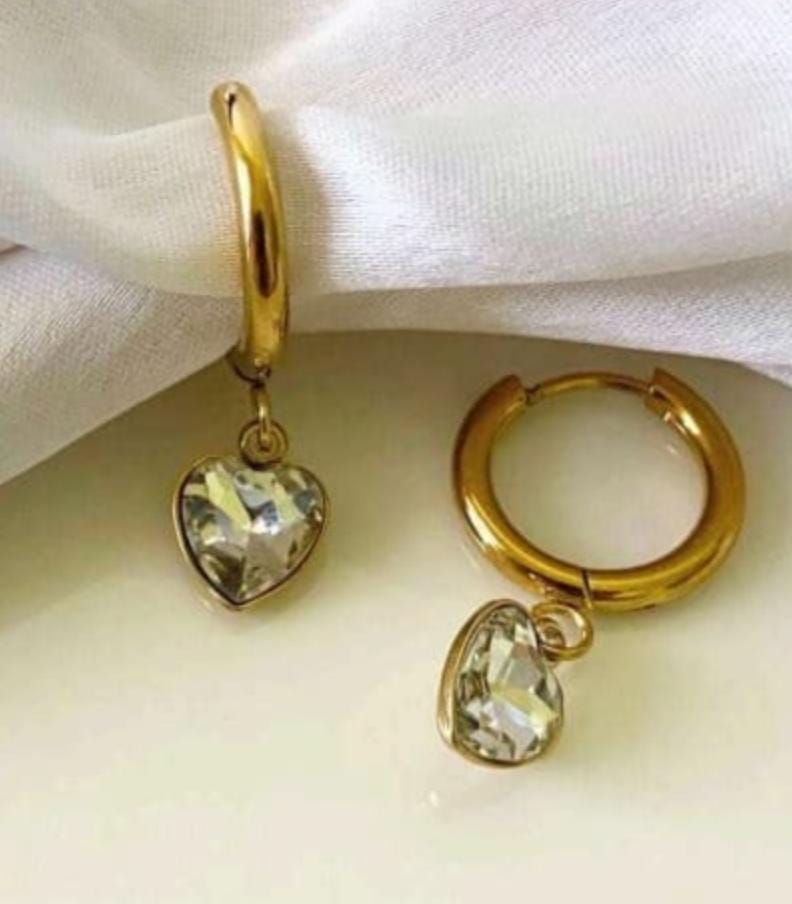 Heart Drop Gold Earrings