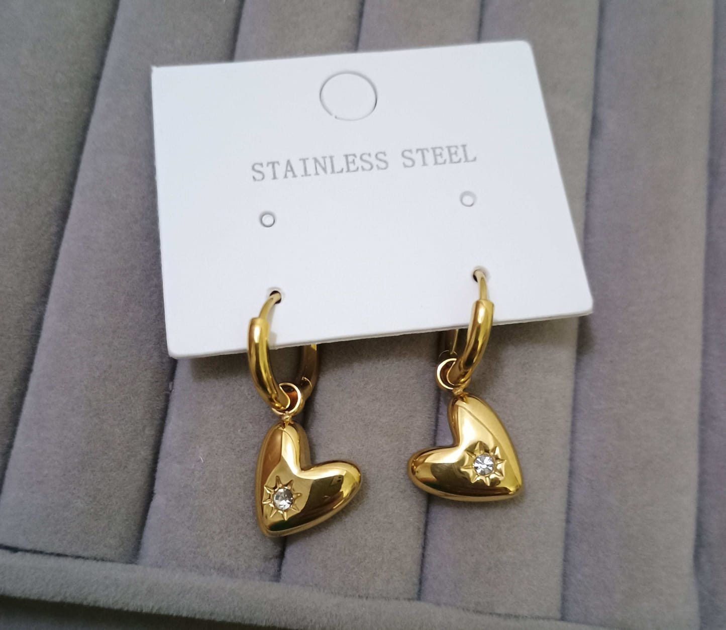 Dangle Heart Gold Earrings