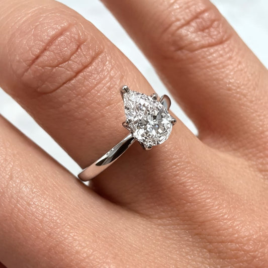 Pear Cut Diamond 92.5 Silver Ring