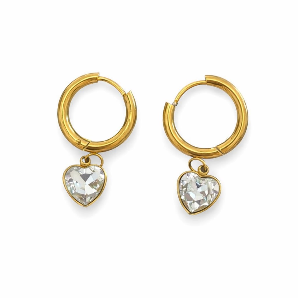 Heart Drop Gold Earrings