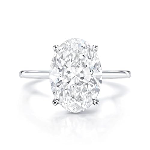 Oval Cut Diamond Solitaire Silver Ring