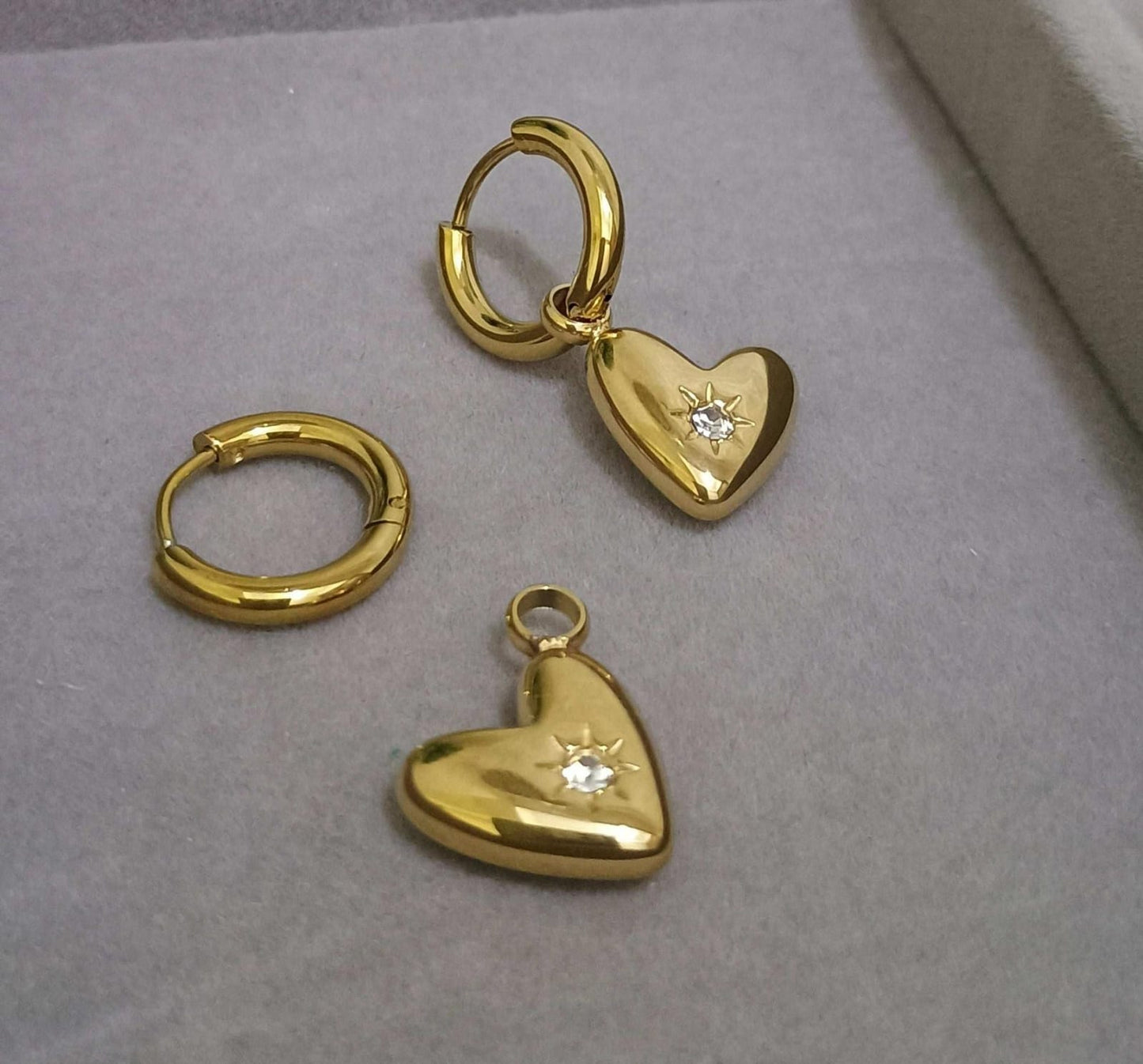 Dangle Heart Gold Earrings