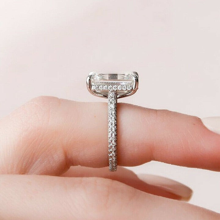 Emerald Cut Diamond Ring 92.5 Silver