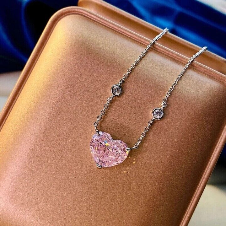 Heart Pink Sapphire Necklace