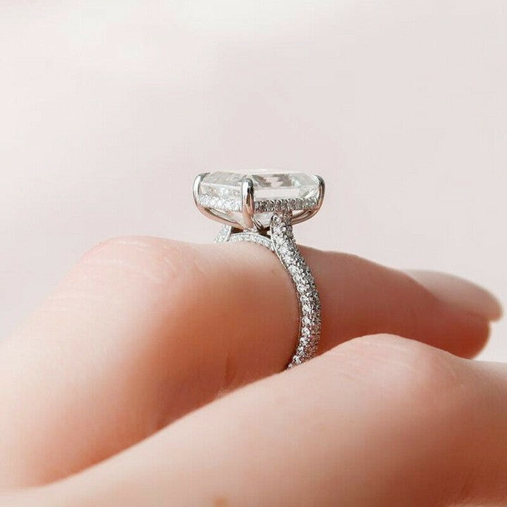 Emerald Cut Diamond Ring 92.5 Silver
