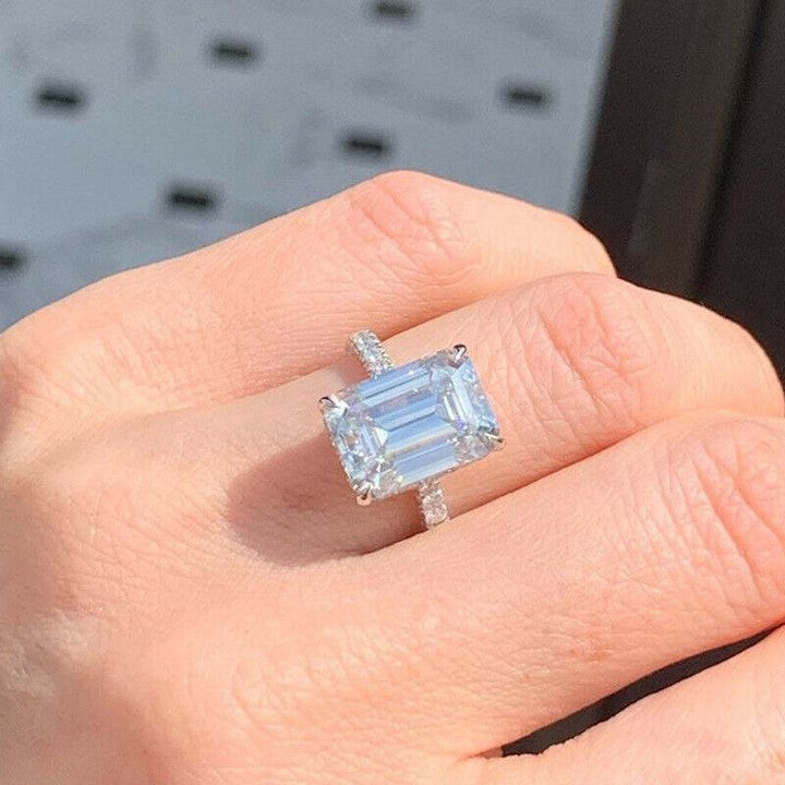 Emerald Cut Diamond Ring 92.5 Silver