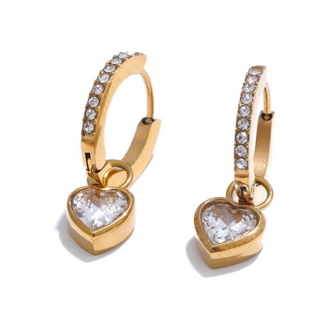Dangle Heart Earrings Gold