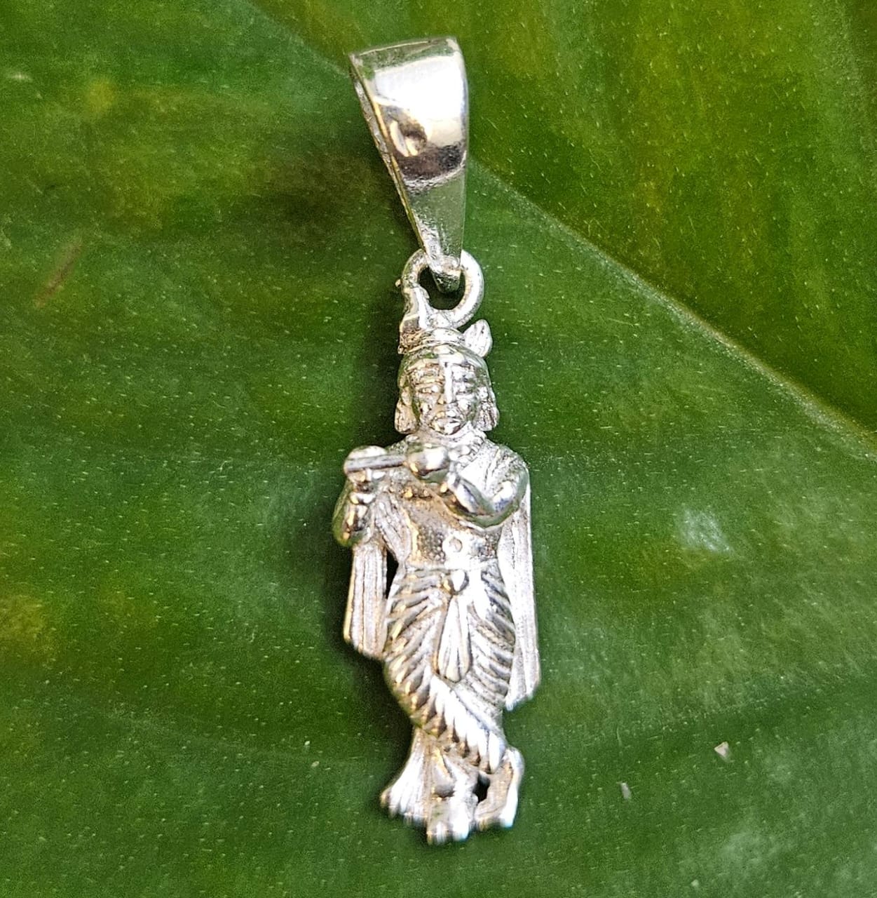 Lord Krishna Playing Flute Pendant in 925 Silver