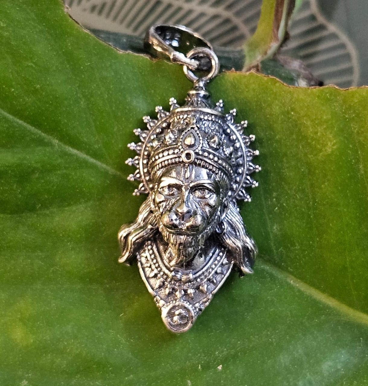 Hanuman Pendant in Oxidized 925 Silver