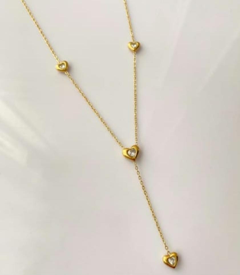 Heart Lariat Necklace Gold