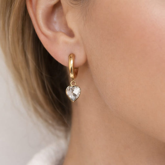 Heart Drop Gold Earrings