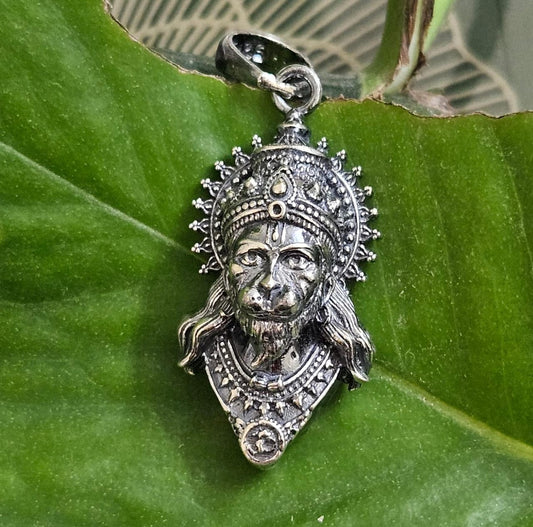 Hanuman Pendant in Oxidized 925 Silver