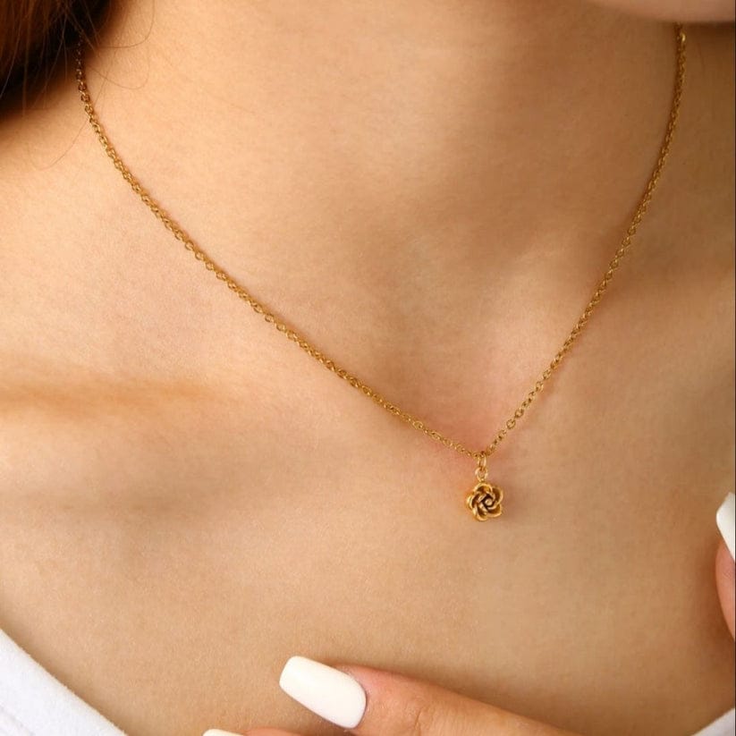 Rose Flower Gold Necklace