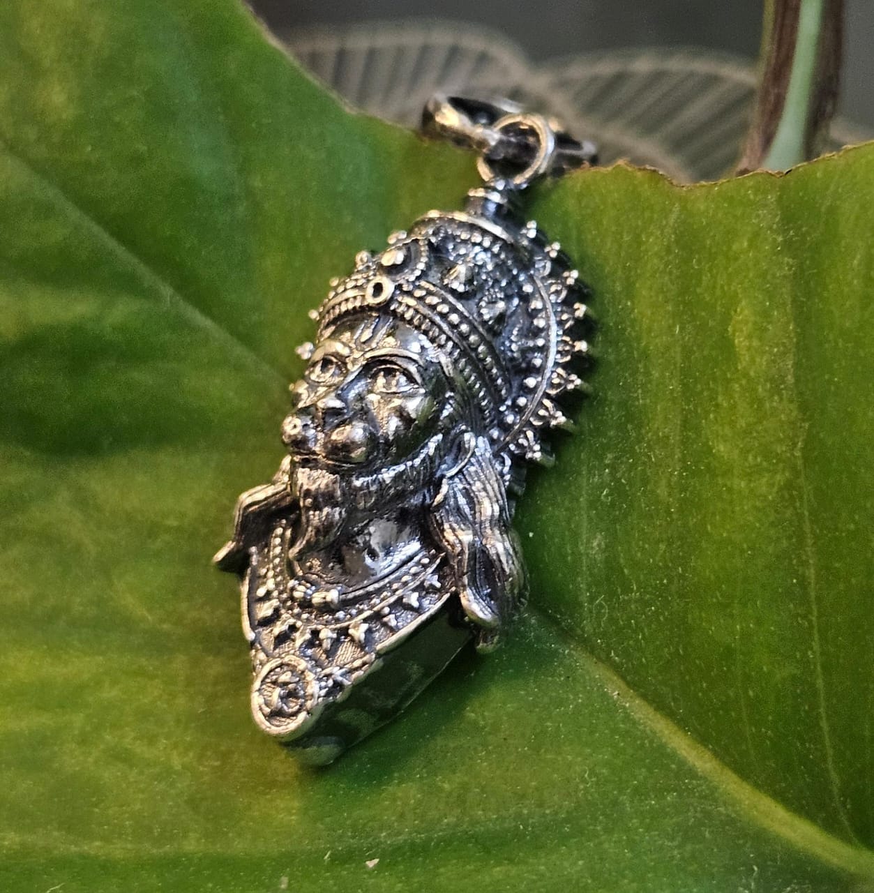 Hanuman Pendant in Oxidized 925 Silver