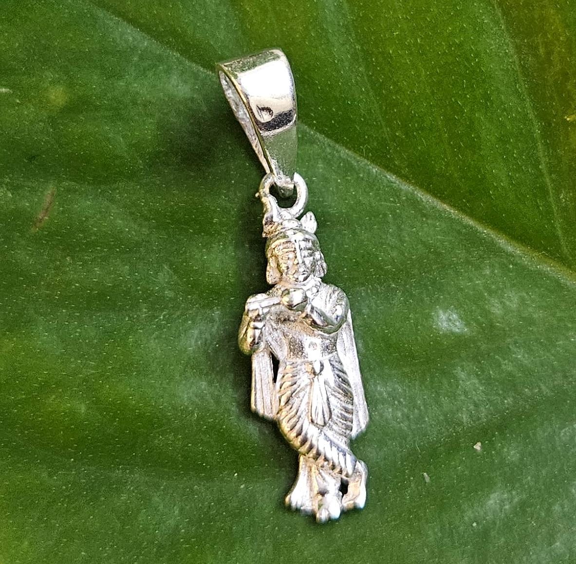 Lord Krishna Playing Flute Pendant in 925 Silver