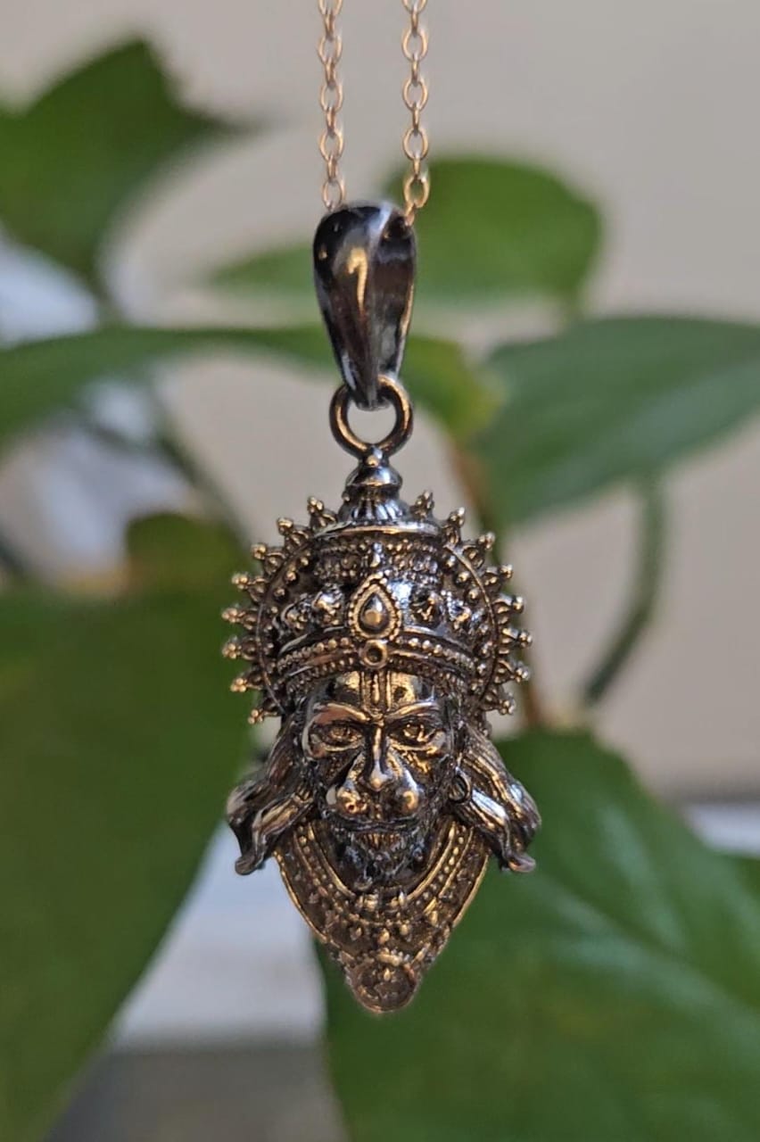 Hanuman Pendant in Oxidized 925 Silver