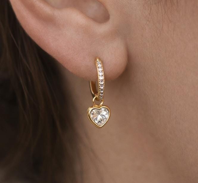 Dangle Heart Earrings Gold