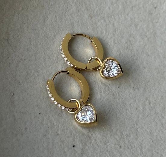 Dangle Heart Earrings Gold