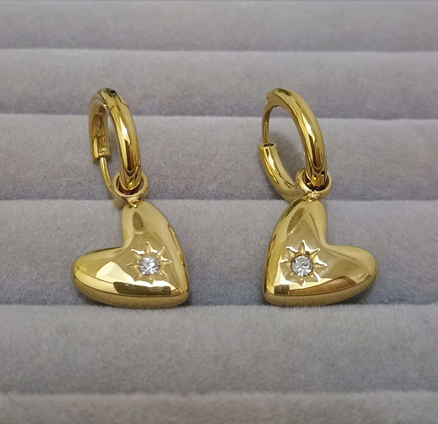 Dangle Heart Gold Earrings