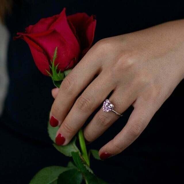 Pink Sapphire Heart Ring